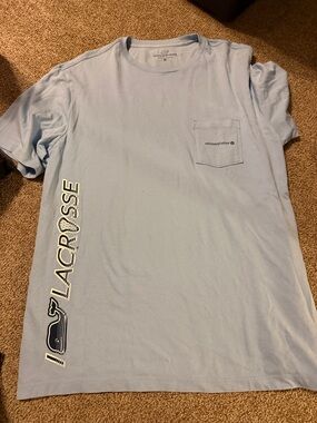 Vineyard Vines Light Blue Short Sleeve Pocket Tee with Side Logo